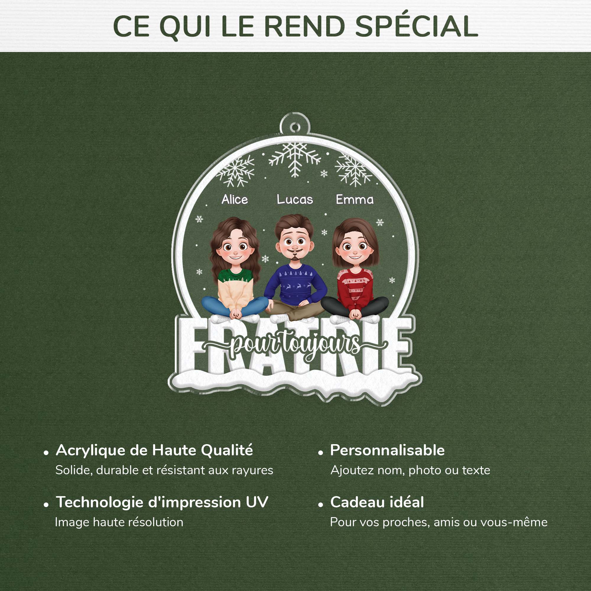 6255OFR4 ornement noel acrylique personnalise pour ami et famille freres et soeurs pour toujours 6255o3mme