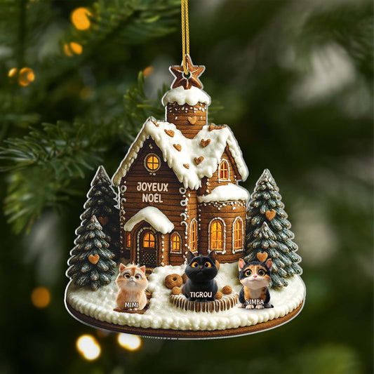 6257OFR1 effet dimpression 3d ornement acrylique personnalise joyeux noel avec des chats 6257okq5d