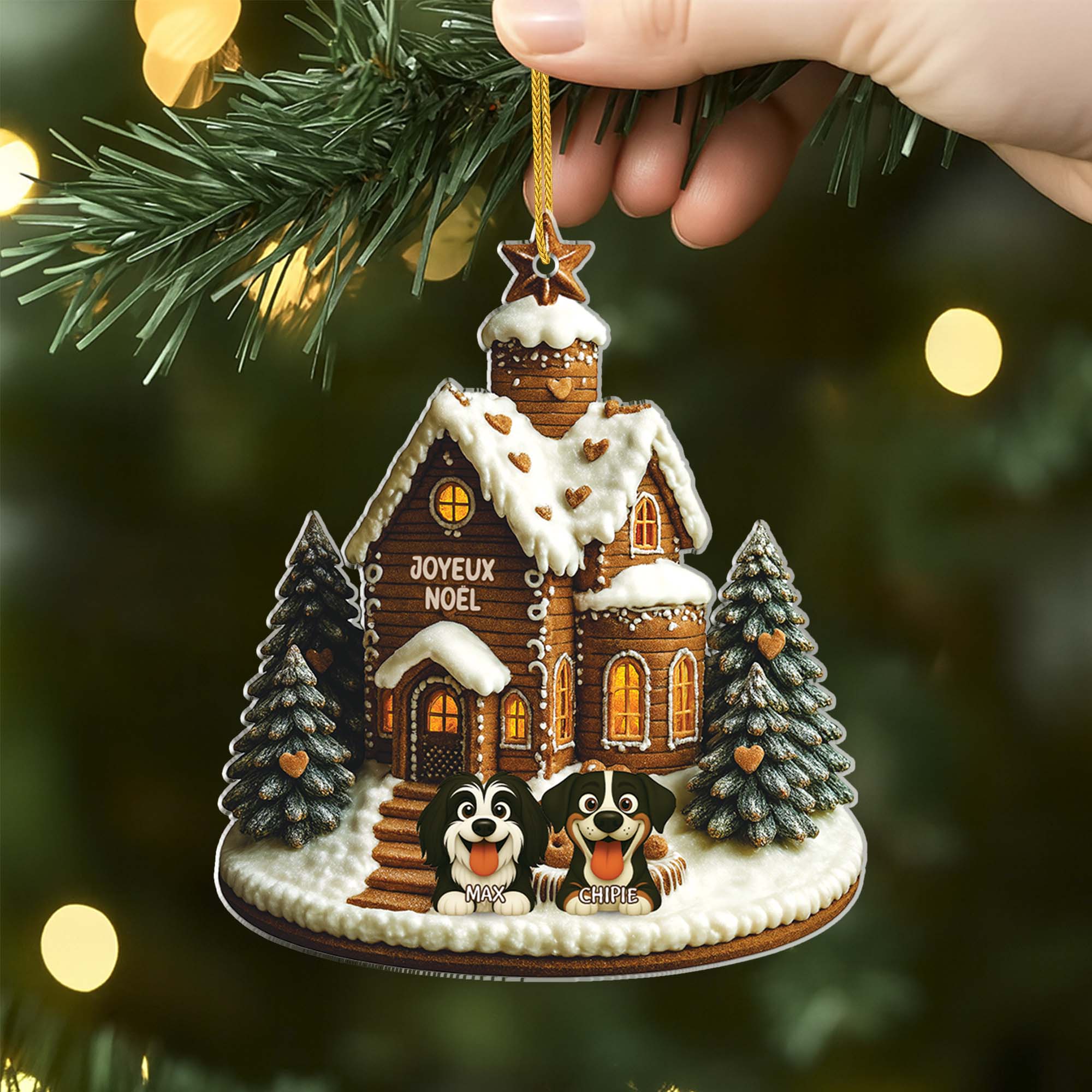 6257OFR2 effet dimpression 3d ornement acrylique personnalise joyeux noel avec des chiens 6257okq5c