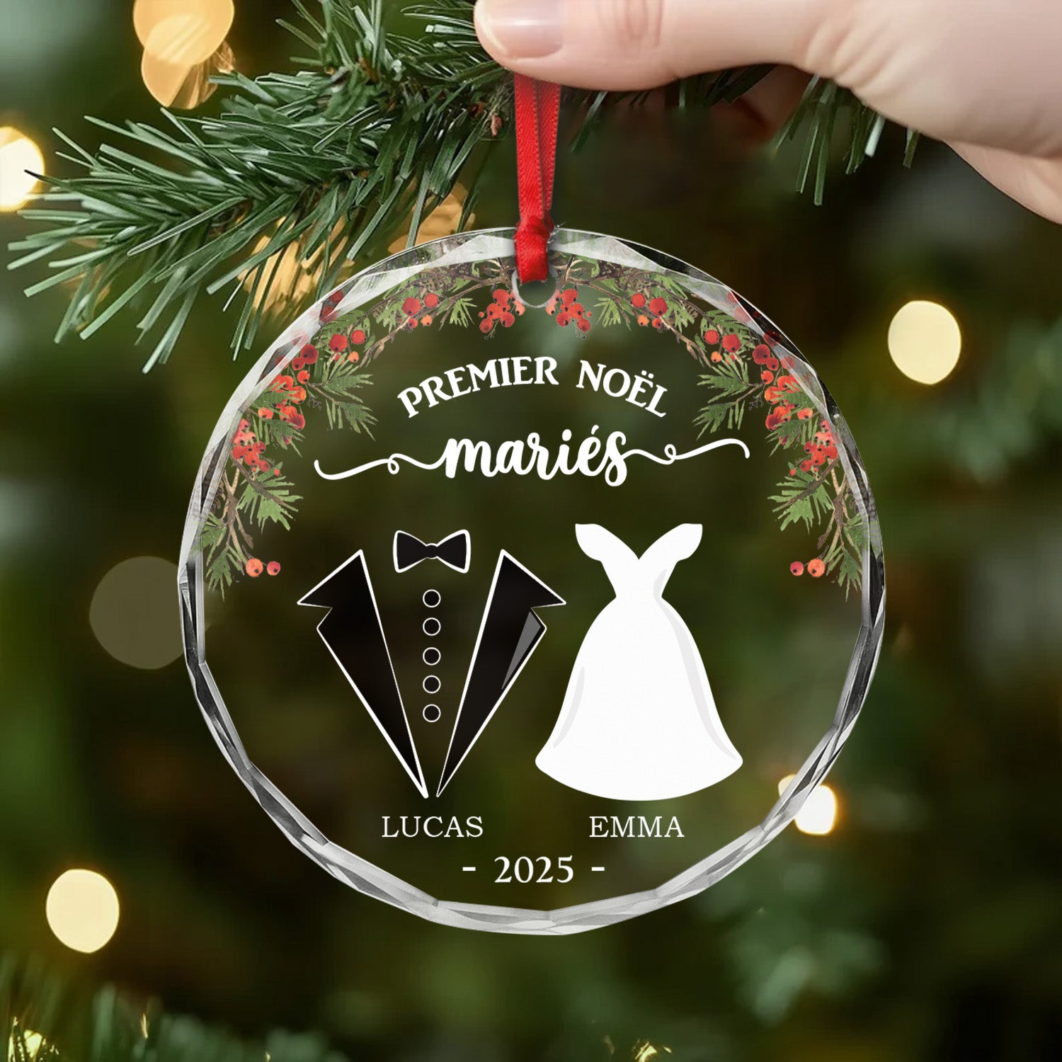 6258OFR2 ornement en verre personnalise couple premier noel en tant que m  mme 6258okt5g