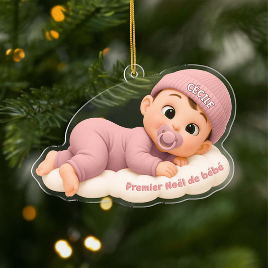6311OFR1 effet dimpression 3d ornement acrylique personnalise premier noel bebe sur nuage 6311ott7k