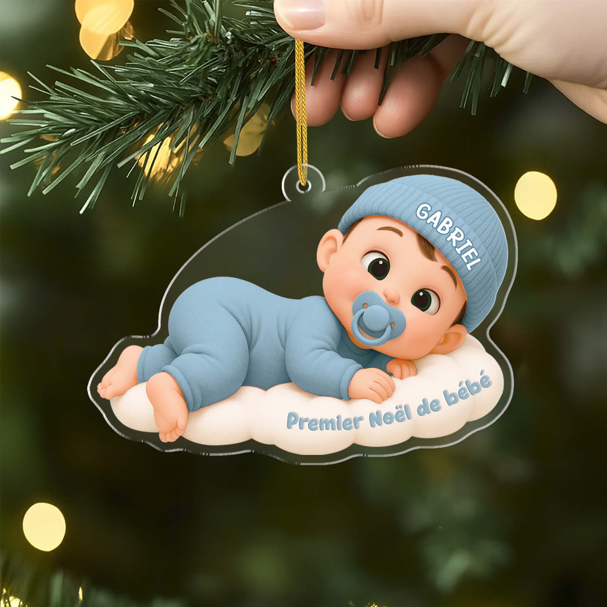 6311OFR2 effet dimpression 3d ornement acrylique personnalise premier noel bebe sur nuage 6311ott7k