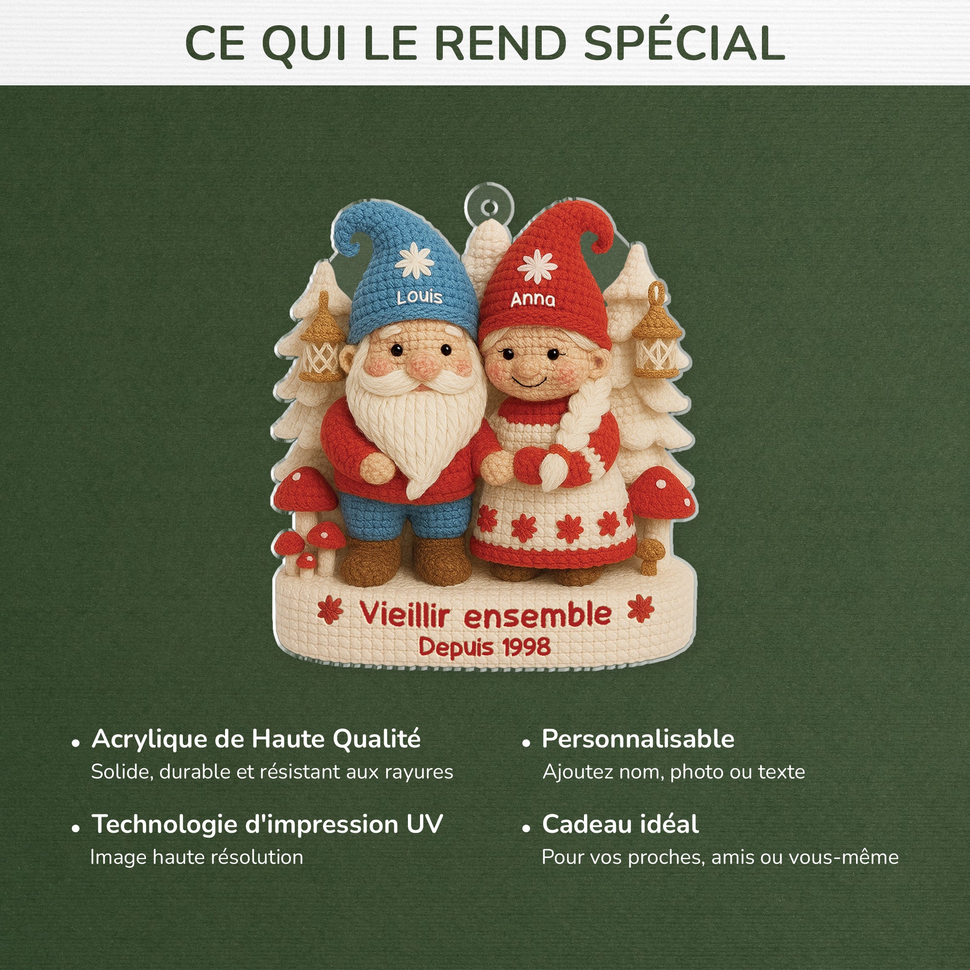 6315OFR4 effet dimpression 3d ornement noel acrylique personnalise couple de laine vieillir ensemble 6315o8mng