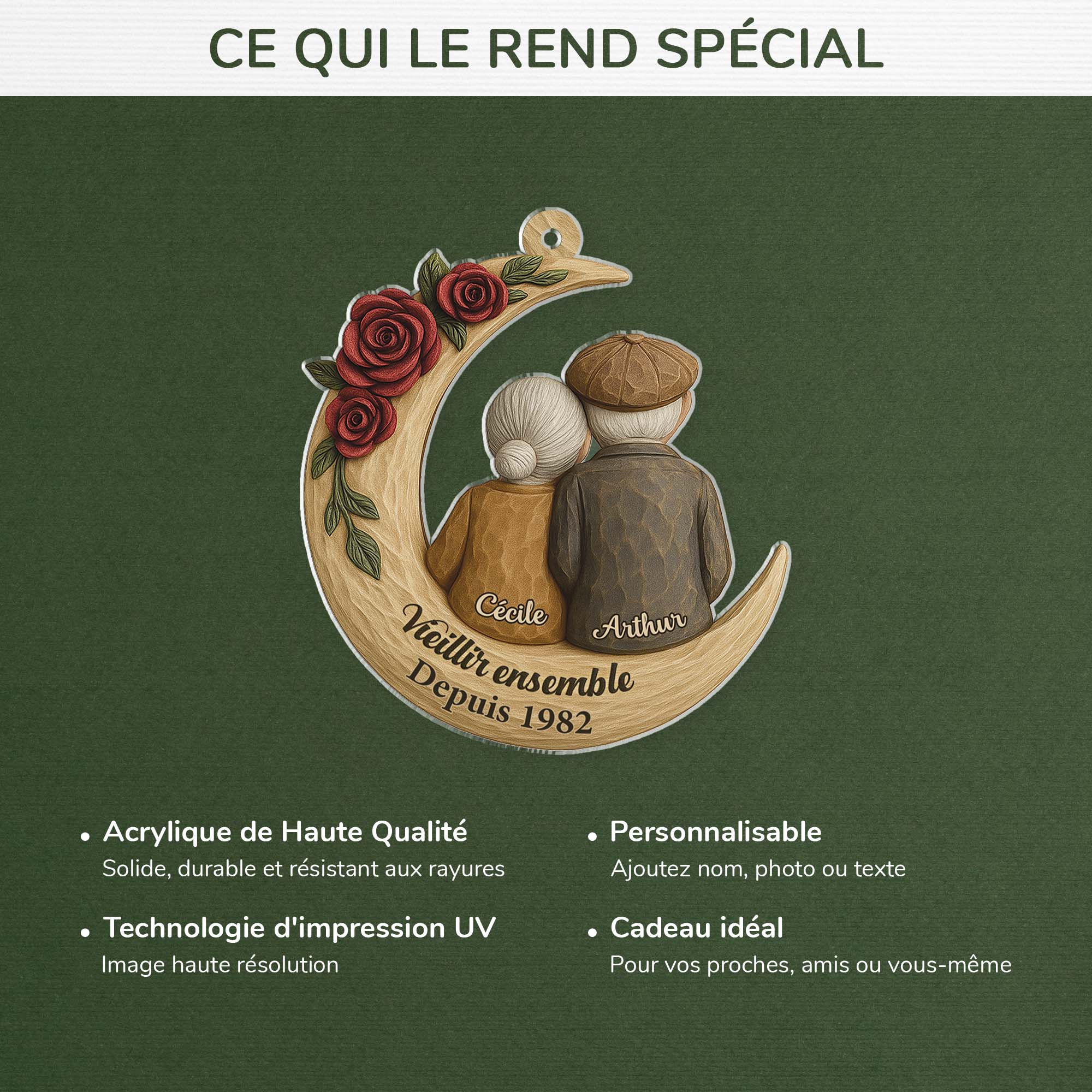 6321OFR4 effet dimpression 3d ornement noel acrylique personnalise couple depuis premier baiser 6321o3z5g
