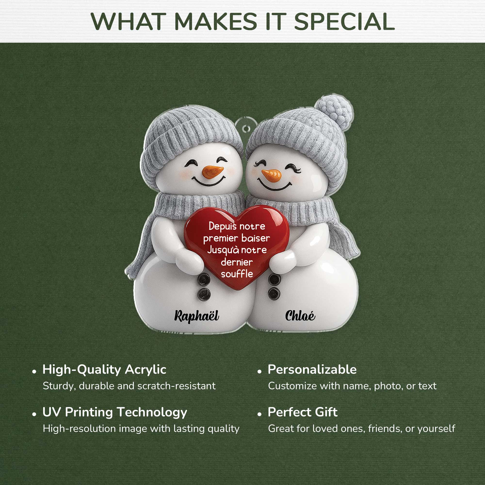 6342OFR4 effet dimpression 3d ornement noel acrylique personnalise couple depuis notre premier baiser 6342o8pwg