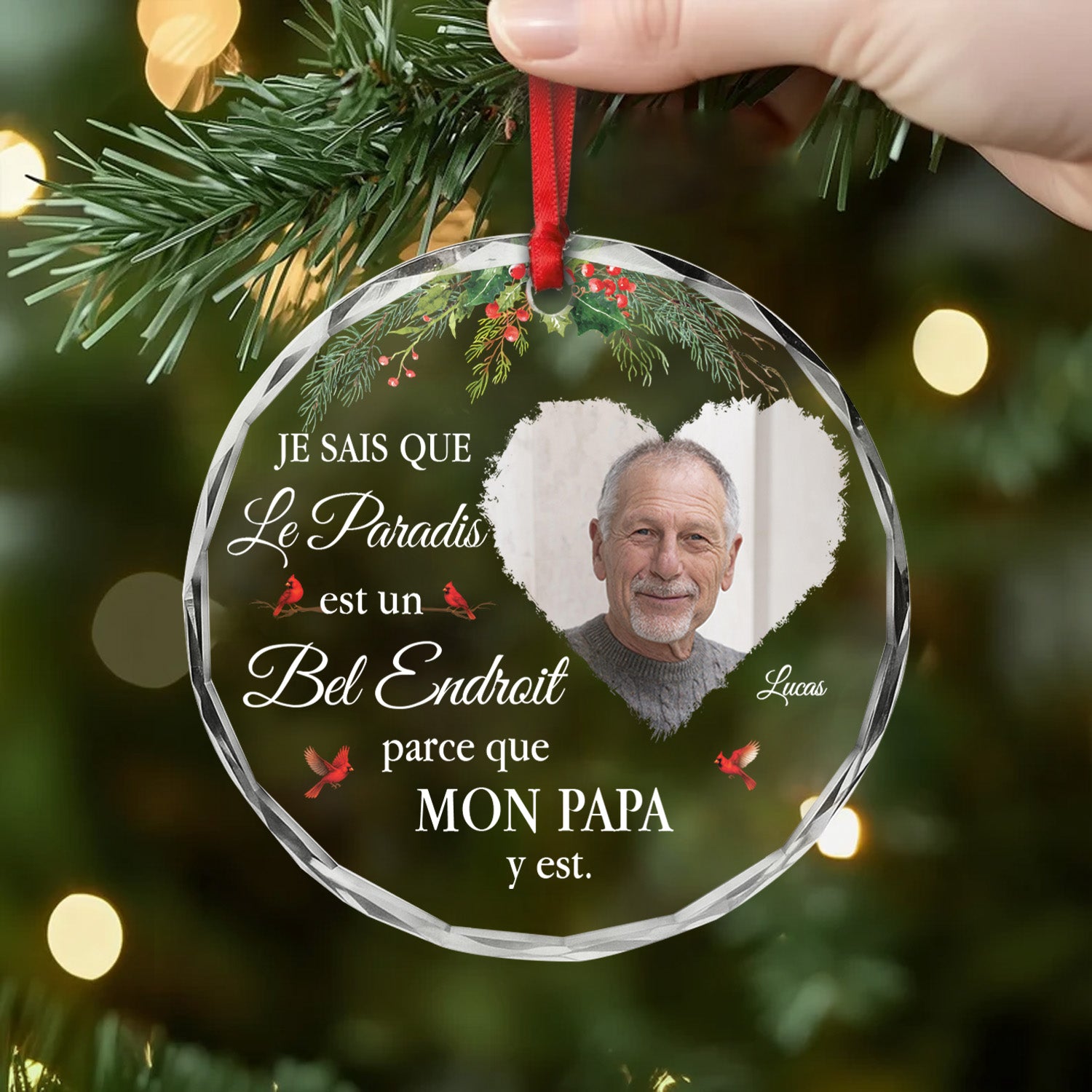 6345OFR1 ornement en verre personnalise commemoratif avec maman mamie photo le paradis est un bel endroit 6345oklca_2_1ab9547b 7689 4b91 a93c 339612258522