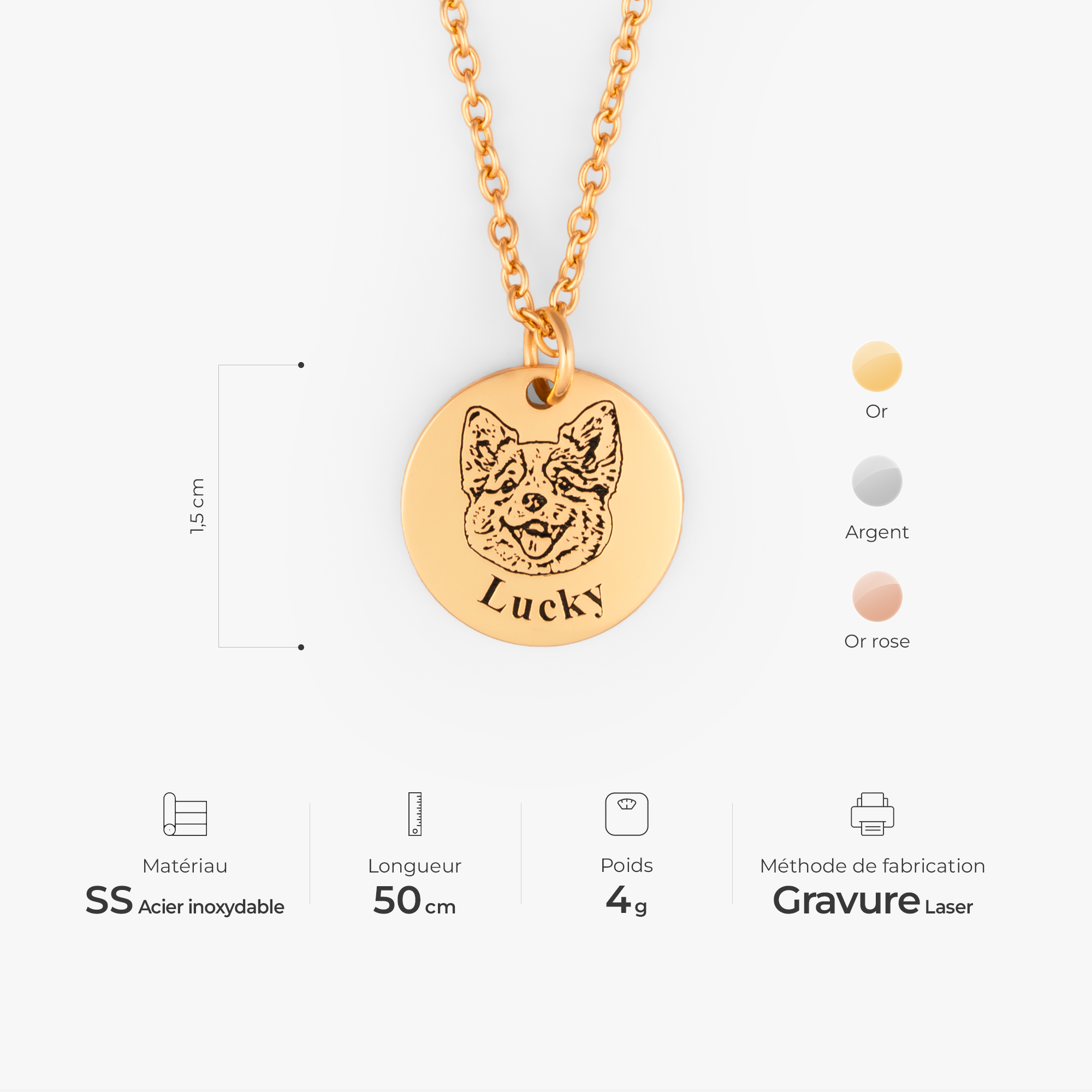 6360JFR3 collier personnalise avec chien mon animal de compagnie 6360j0b5c