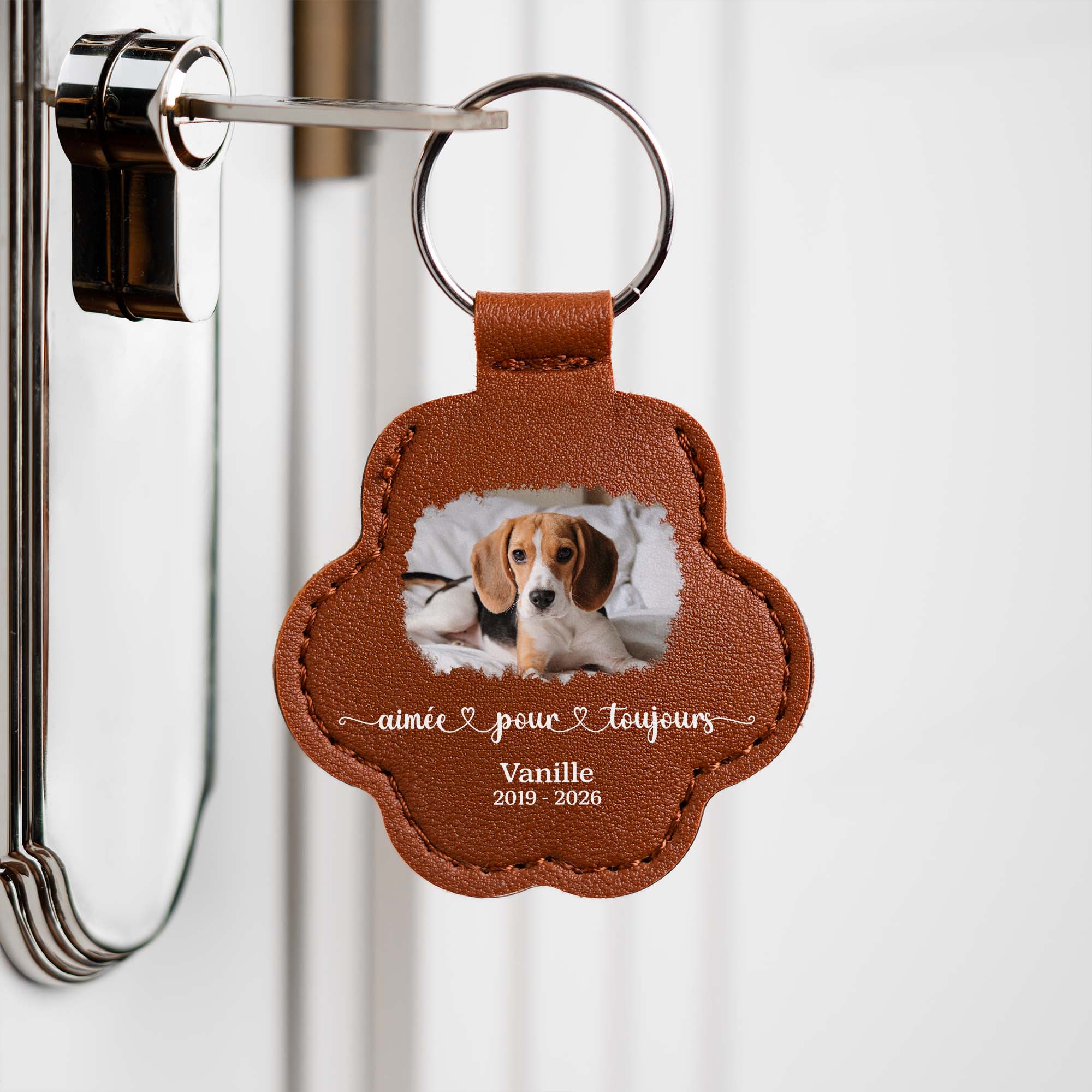 6378AFR2 porte cle poil animaux_ personnalise photo commemorative de chat chien aime pour toujours 6378aj8lmd