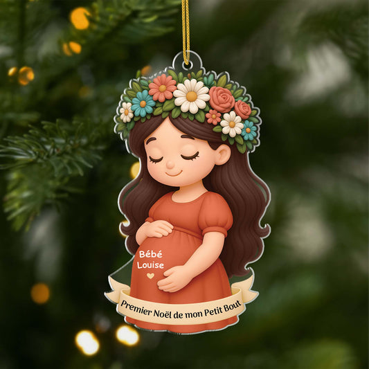 6380OFR1 effet dimpression 3d ornement acrylique personnalise pour future maman premier noel du petit bout 6380o8paa