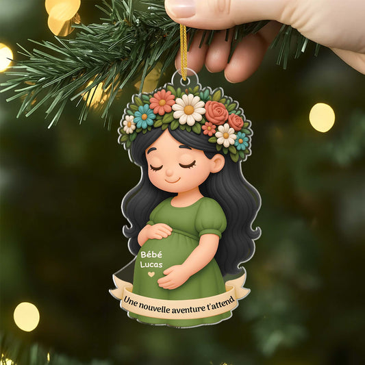 6380OFR2 effet dimpression 3d ornement acrylique personnalise pour future maman premier noel du petit bout 6380o8paa