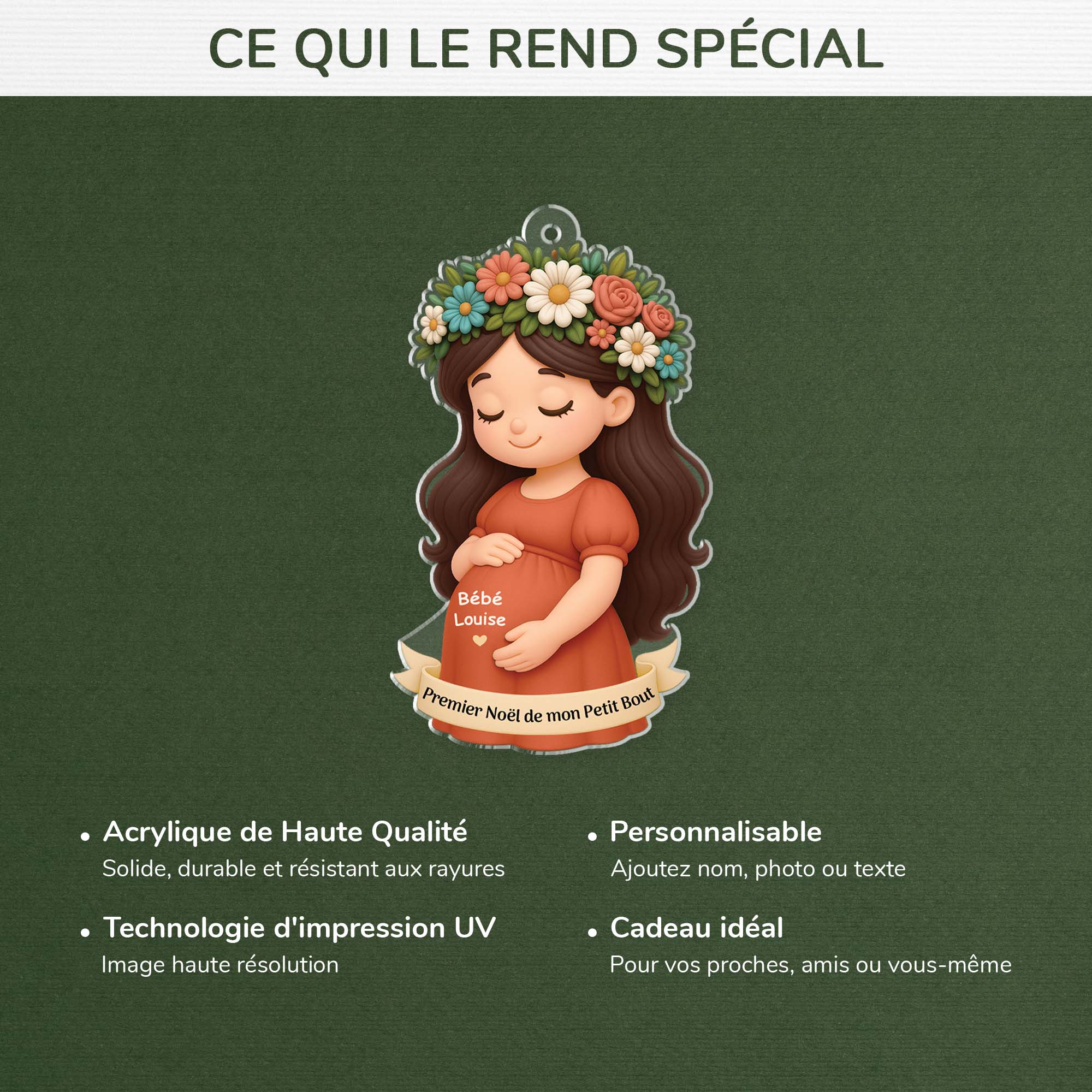 6380OFR4 effet dimpression 3d ornement acrylique personnalise pour future maman premier noel du petit bout 6380o8paa