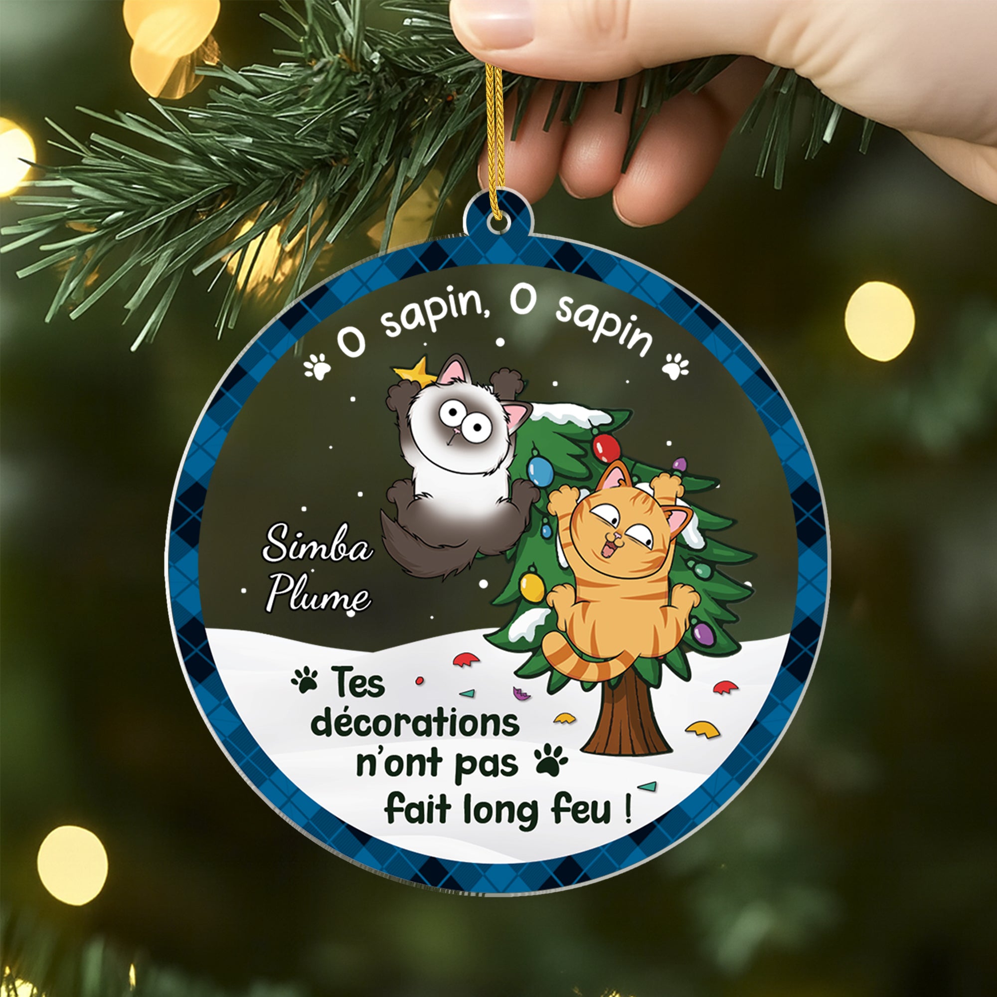 6388OFR2 ornement acrylique personnalise o sapin de noel avec chat 6388o8tnd
