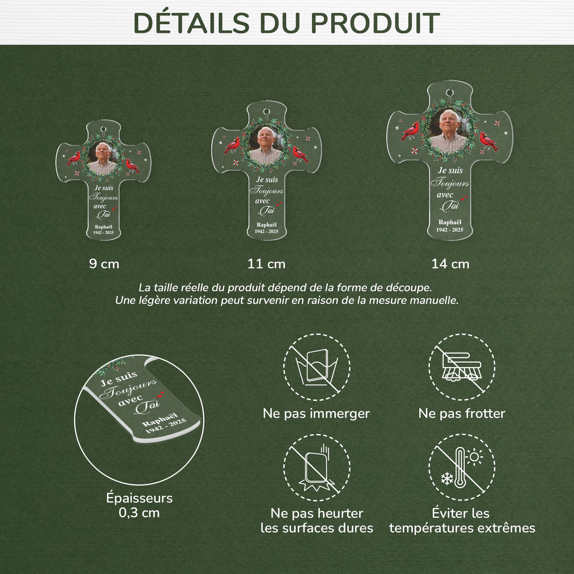 6393OFR3 ornement acrylique personnalise commemoratif avec photo maman papa est toujour avec toi 6393o8qab