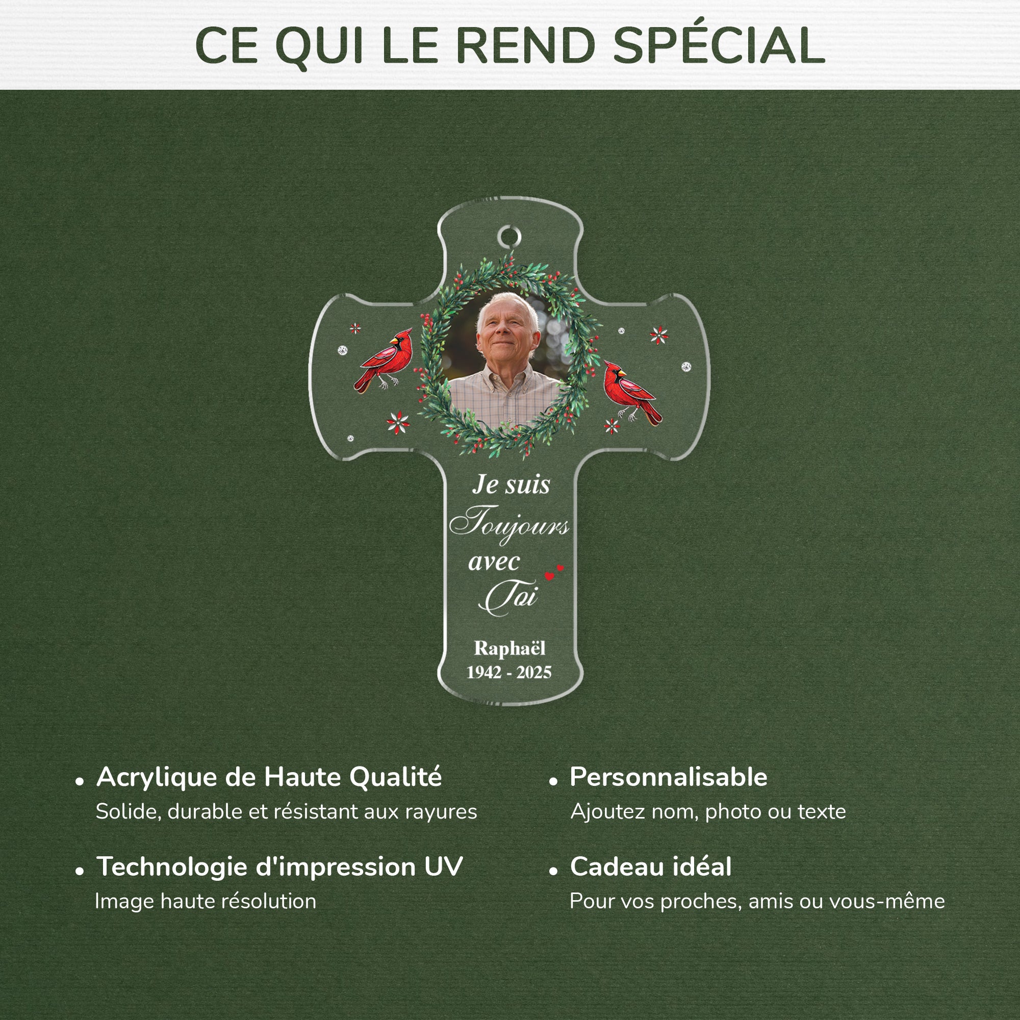 6393OFR4 ornement acrylique personnalise commemoratif avec photo maman papa est toujour avec toi 6393o8qab