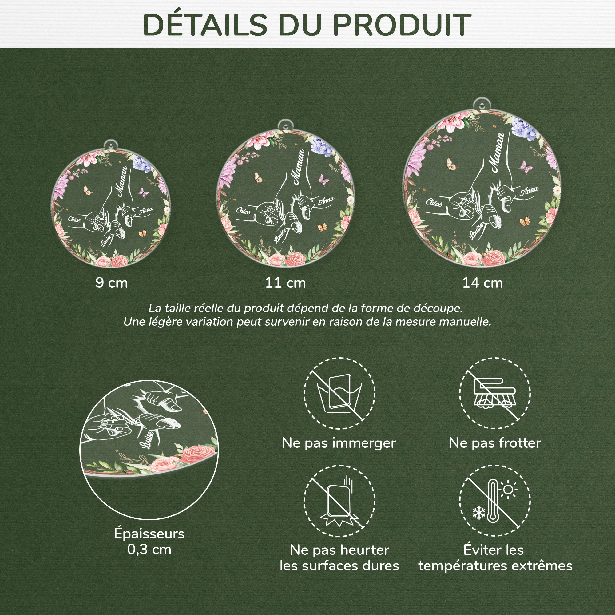 6401OFR3 ornement acrylique personnalise maman et mamie tenir ma main et mon coeur 6401o3tqa