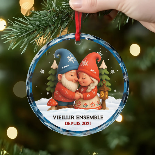 6407OFR2 ornement noel en verre personnalise pour couple aimant vieillir ensemble 6407o8h5g