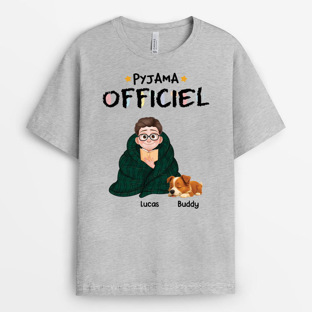 6408AFR2 t shirt personnalise avec chien pyjama officiel pour la lecture 6408akl5c