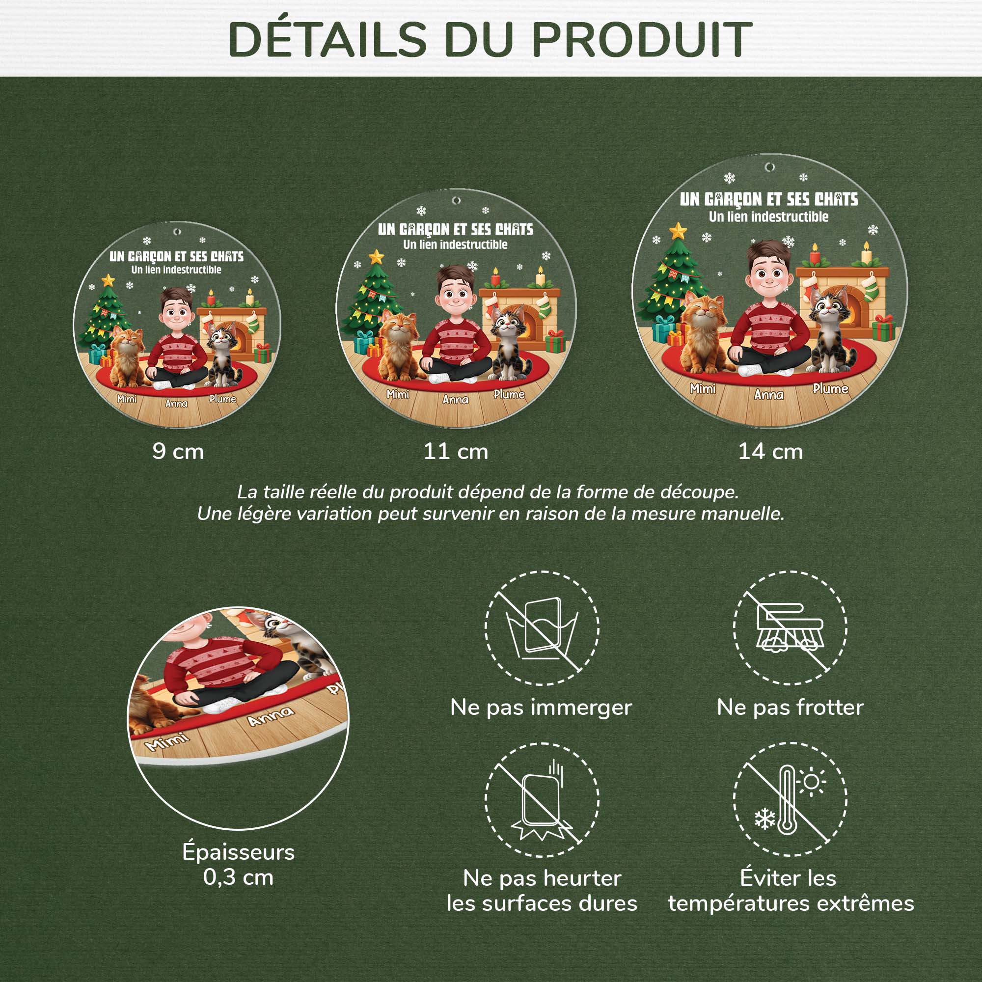6454OFR3 ornement noel acrylique personnalise moi et mon chat 6454okm5c