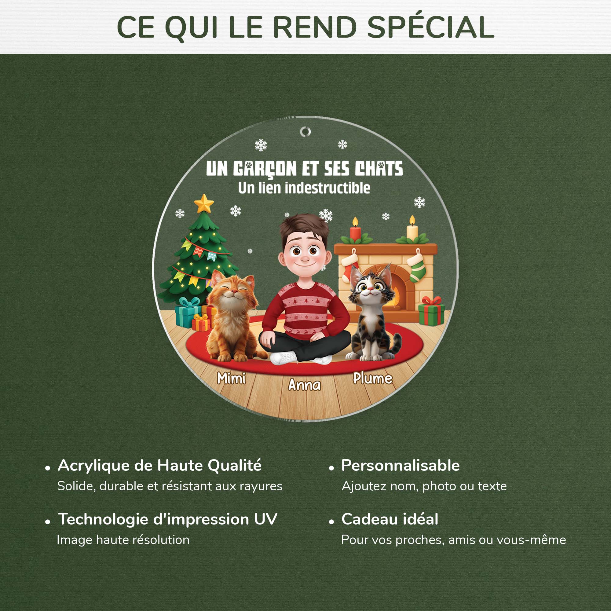 6454OFR4 ornement noel acrylique personnalise moi et mon chat 6454okm5c