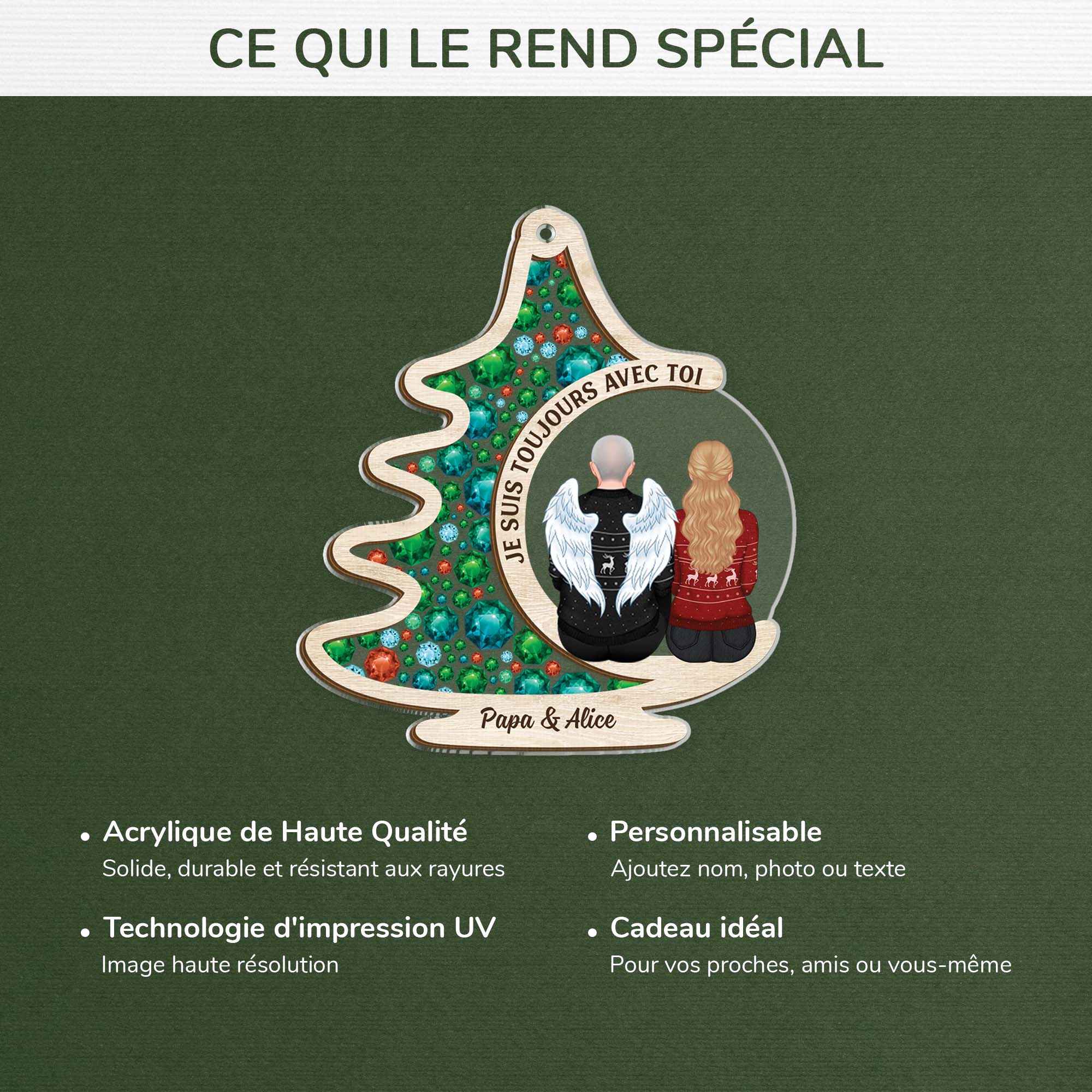 6456OFR4 effet dimpression 3d ornement de noel acrylique personnalise commemoratif je suis toujours avec toi 6456o3tna