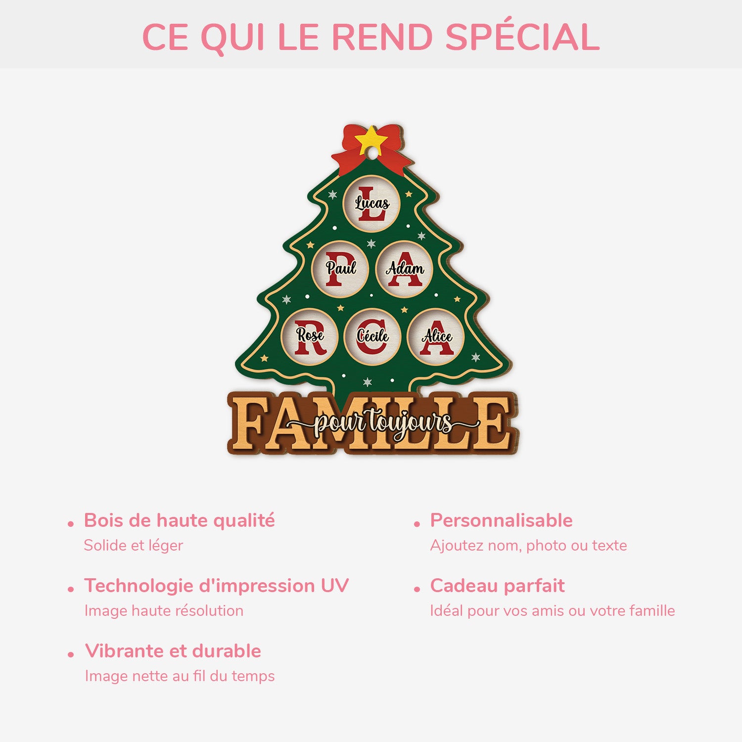 6457OFR4 ornement en bois a 1 couche personnalise freres et soeurs avec sapin de noel 6457o3qci
