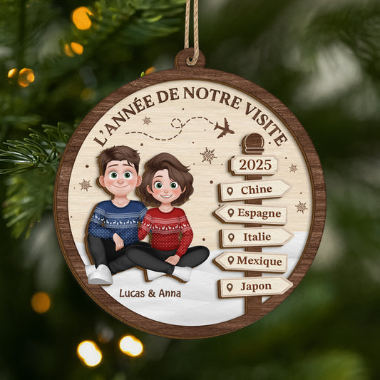 6462OFR1 ornement noel en bois a 2 couches personnalise couple annee de notre visite 6462o3qzg