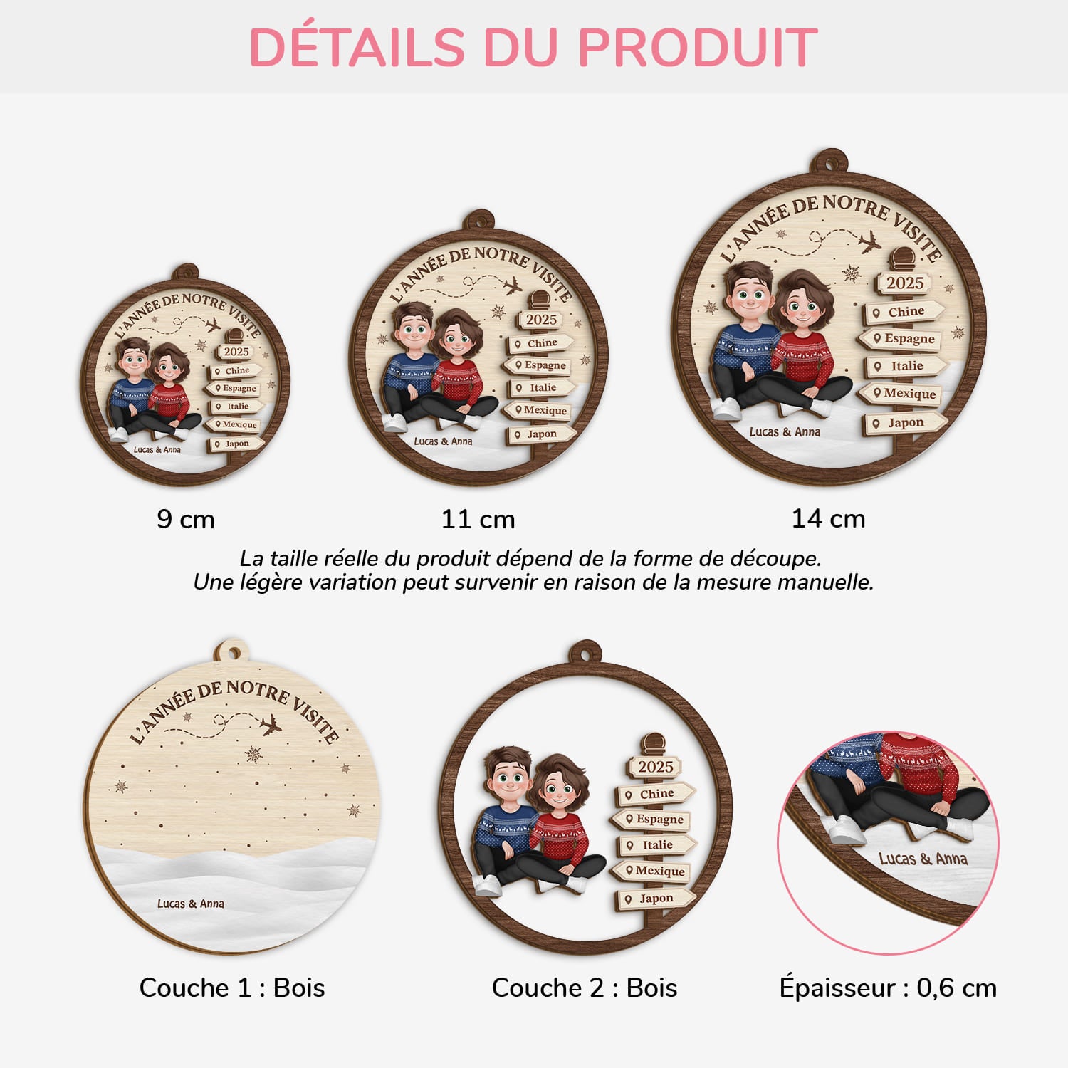 6462OFR3 ornement noel en bois a 2 couches personnalise couple annee de notre visite 6462o3qzg