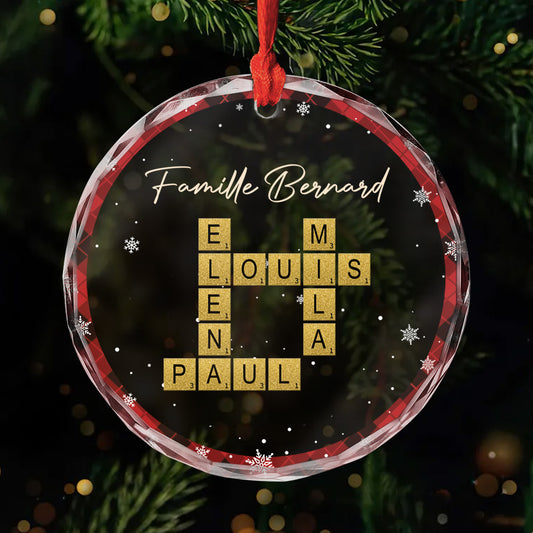 6465OFR1 ornement noel en verre personnalise famille avec mots croises 6465o6l5i