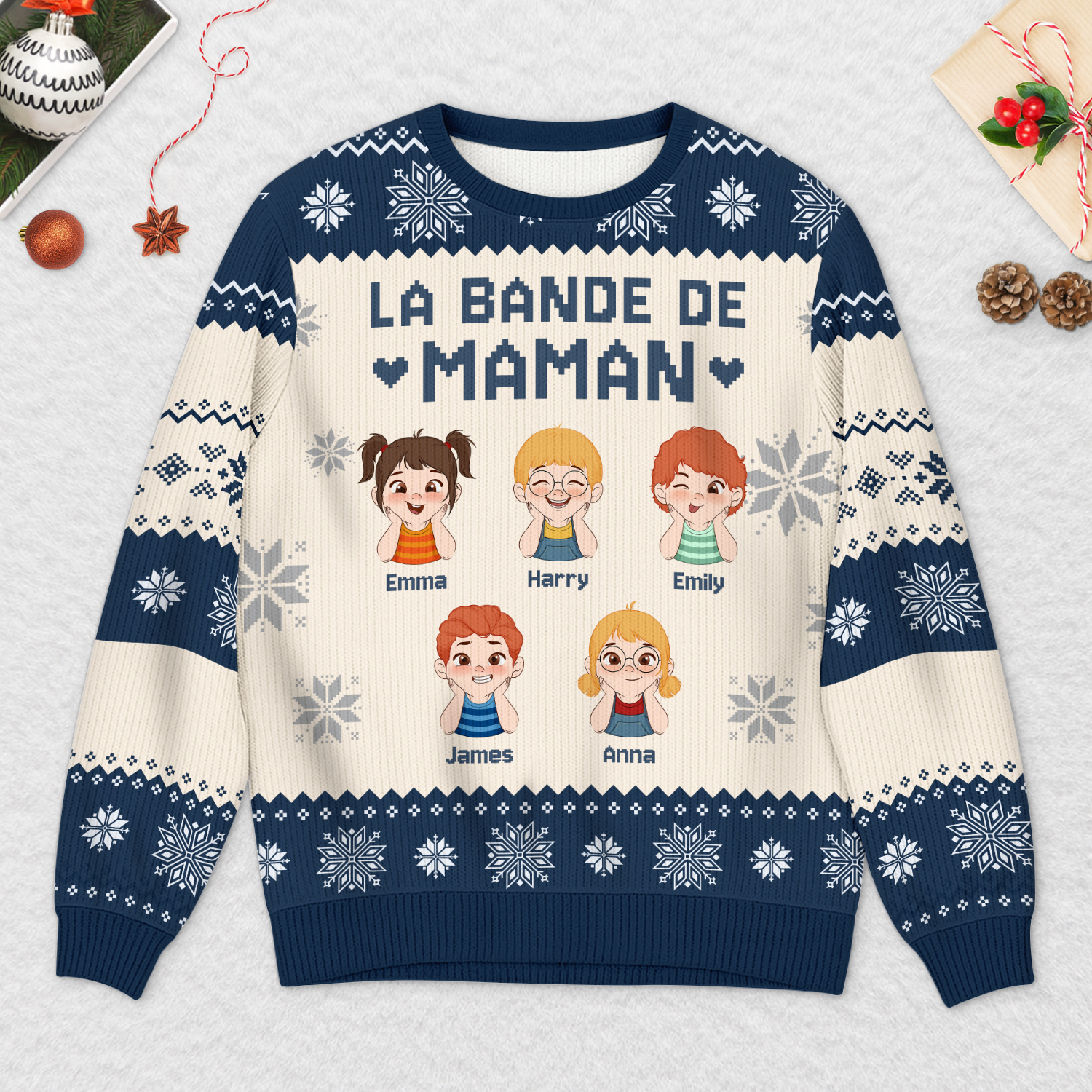 6498WFR2 pull de noel moche personnalise la bande de papa maman 6498wkp5a