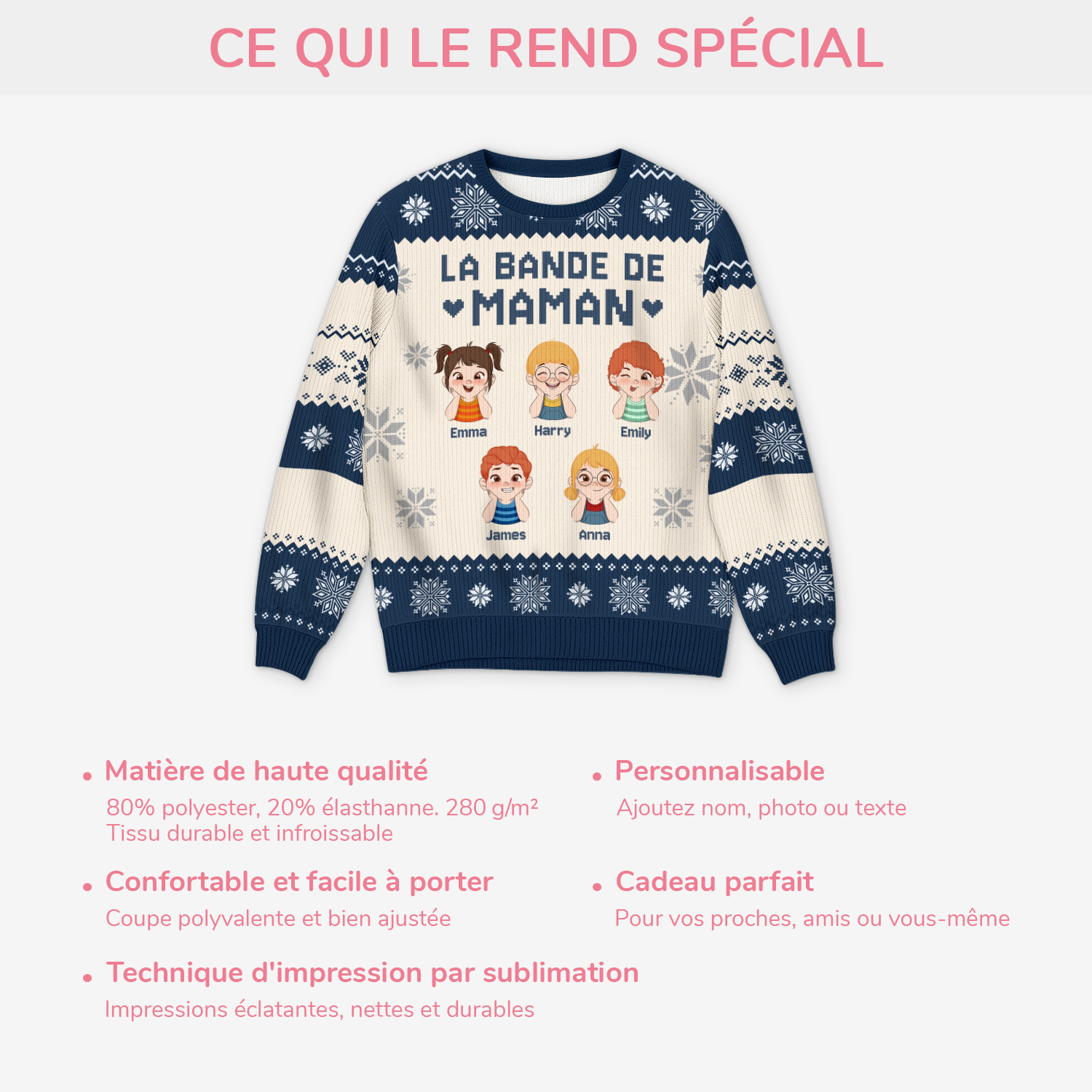 6498WFR5 pull de noel moche personnalise la bande de papa maman 6498wkp5a