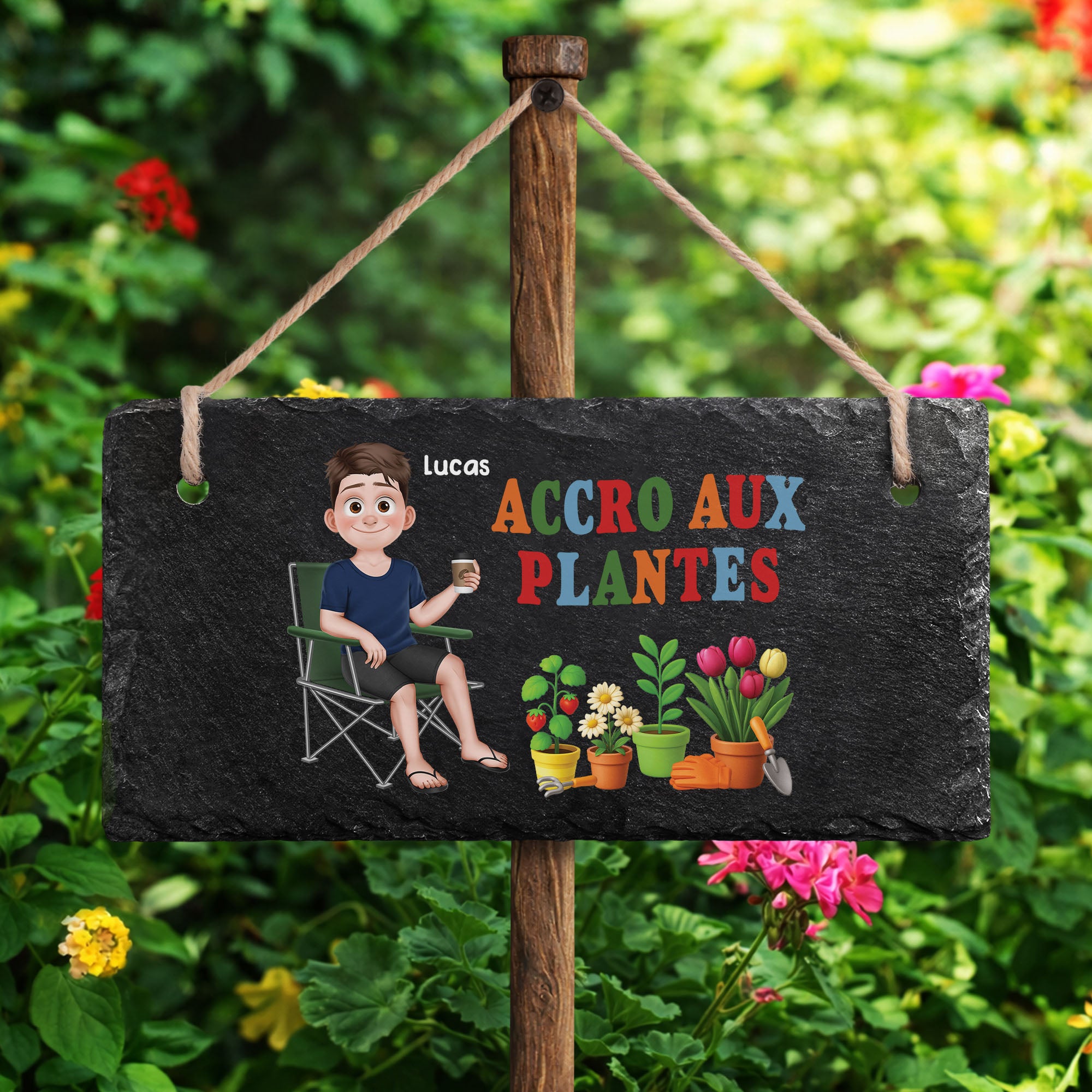 6507AFR2 accro aux plantes ardoise de jardin decorative personnalisee 6507ae8vca