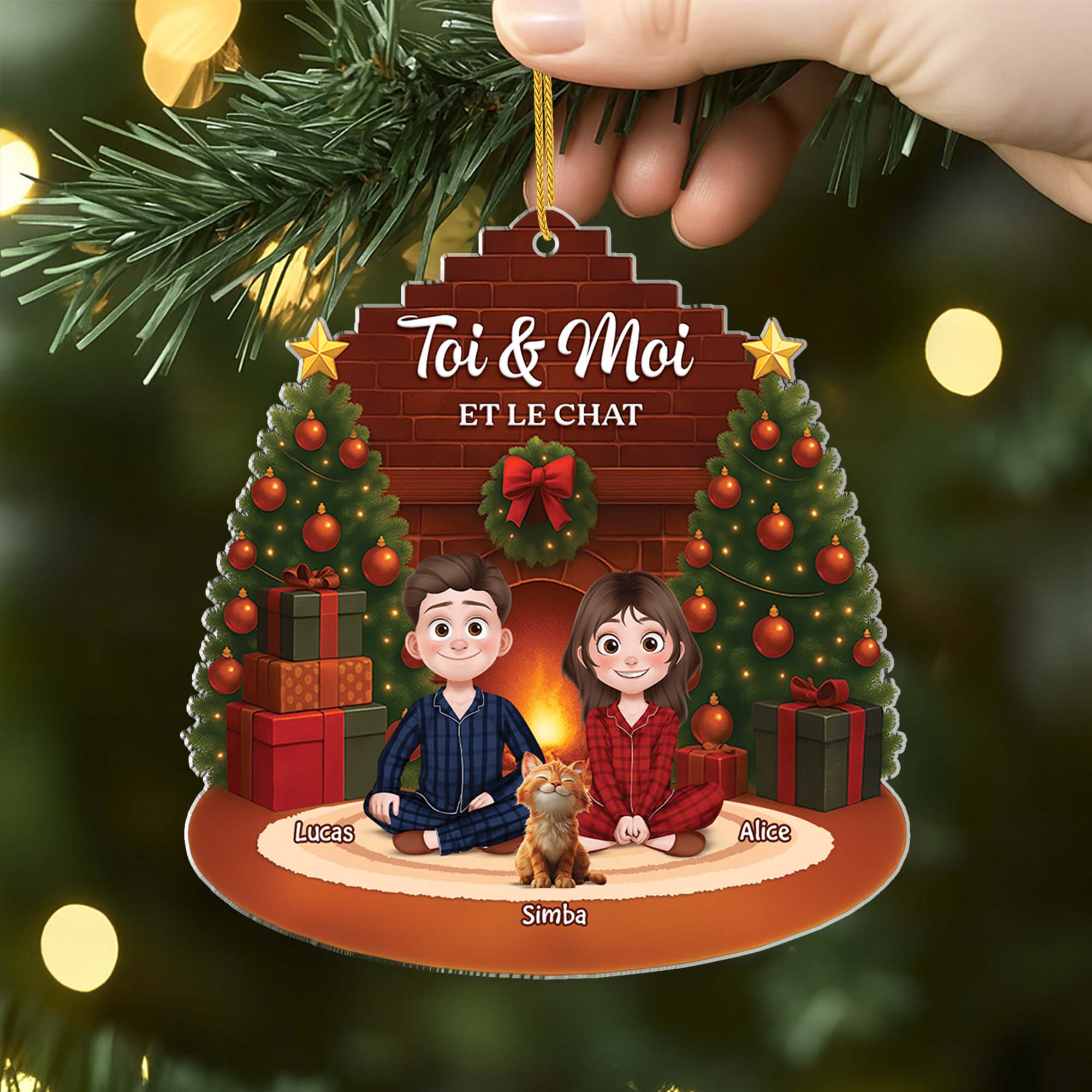 6519OFR2 effet dimpression 3d ornement acrylique personnalise toi et moi et notre chat a noel 6519oktnd_1