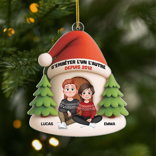 6526OFR1 effet dimpression 3d ornement noel acrylique personnalise couple sembeter lun lautre 6526okl5g