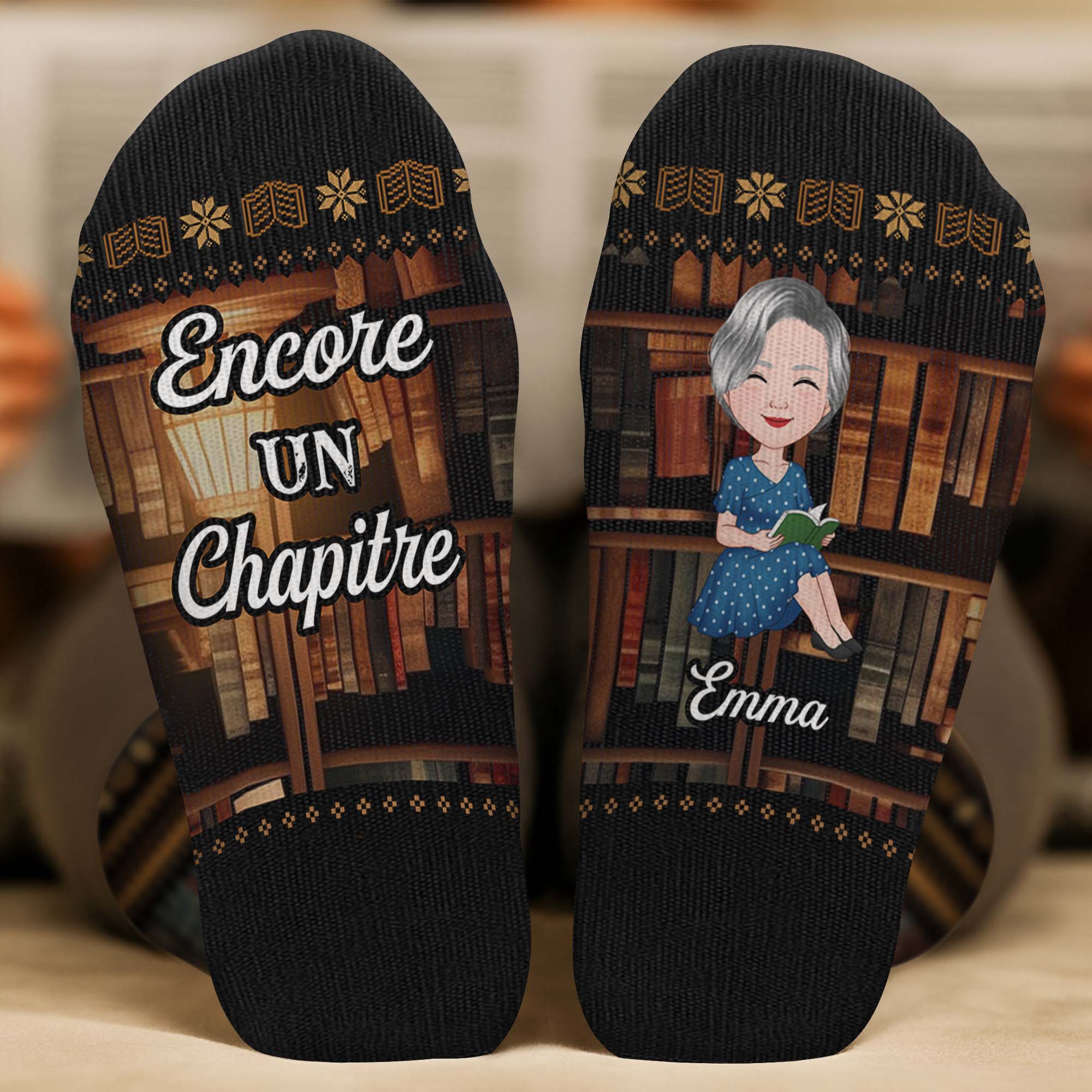 6530JFR2 chaussettes personnalisees pour bibliophile juste une_ fille qui aime les livres 6530jkz5a