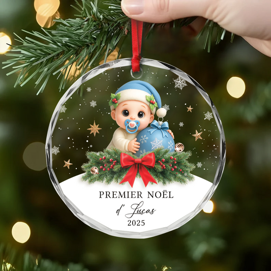 6534OFR2 ornement de noel en verre personnalise pour bebe premier noel 6534okt5k