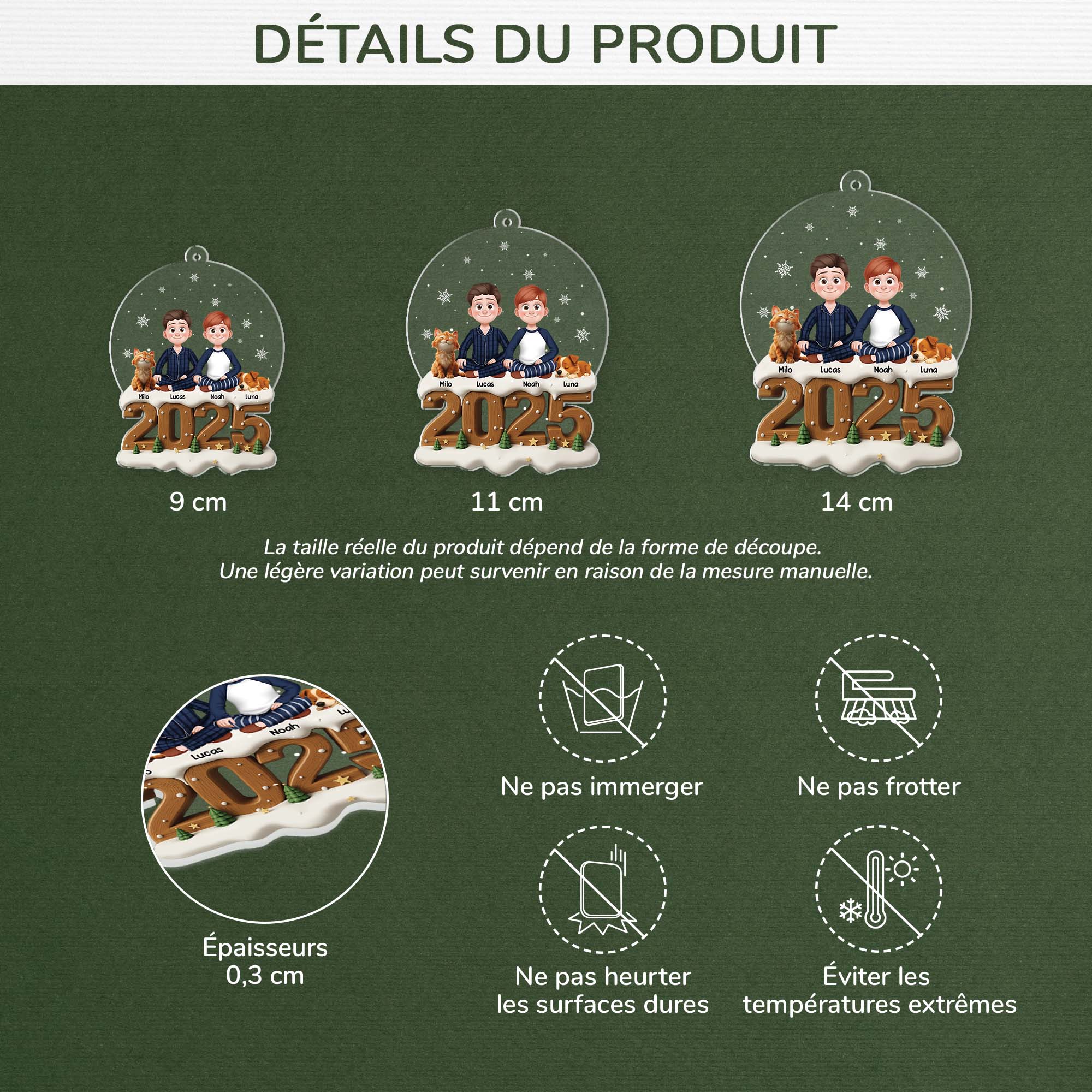 6539OFR3 effet dimpression 3d ornement acrylique personnalise famille noel en couple_ avec chat et chien 6539o8qtg