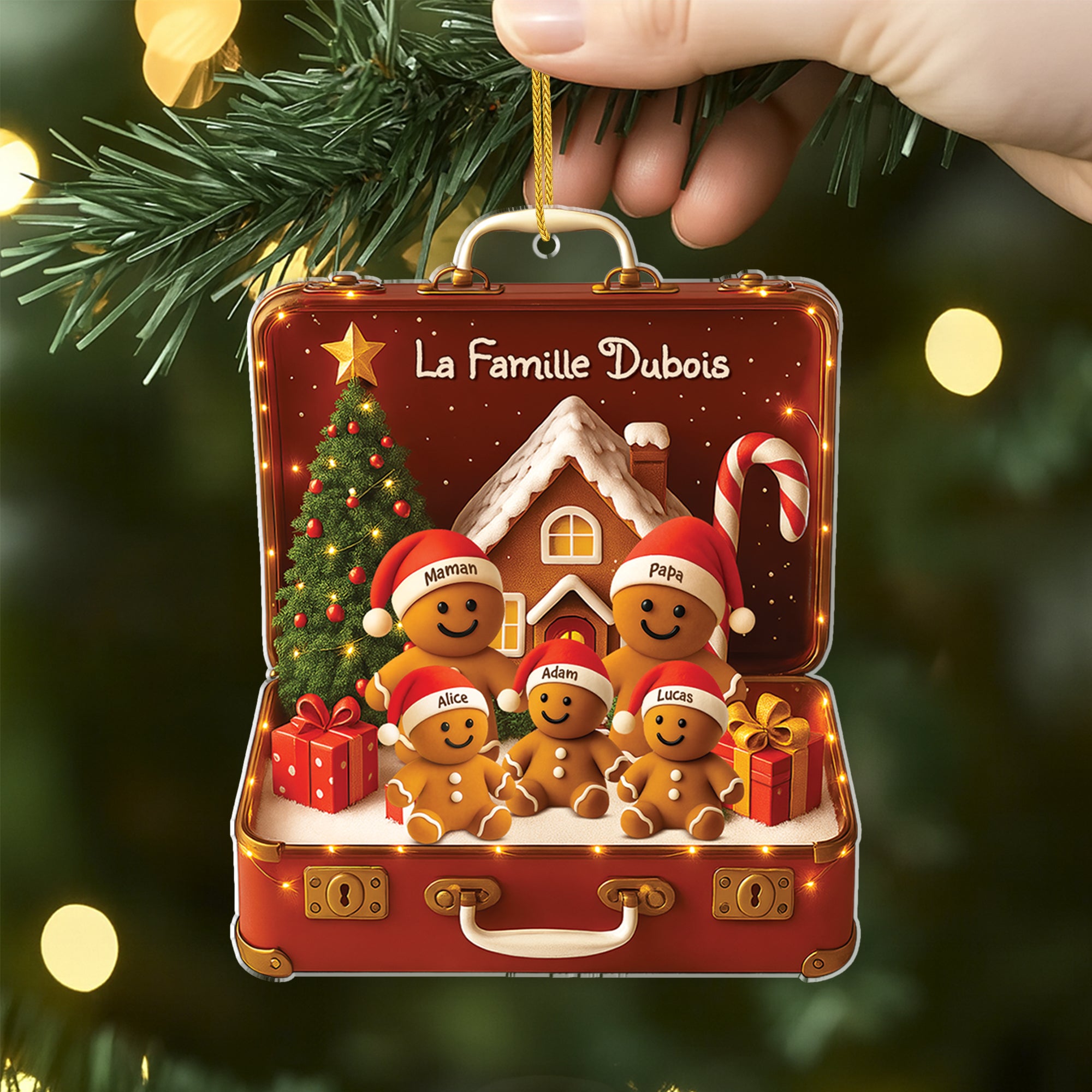 6578OFR2 effet dimpression 3d ornement acrylique personnalise famille valise de noel magique 6578otzni