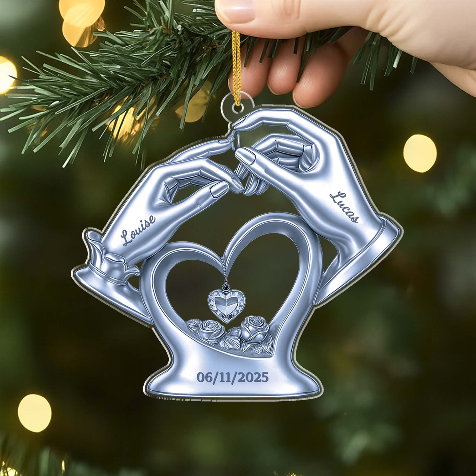 6583OFR2 effet dimpression 3d ornement noel acrylique personnalise couple notre mariage 6583o