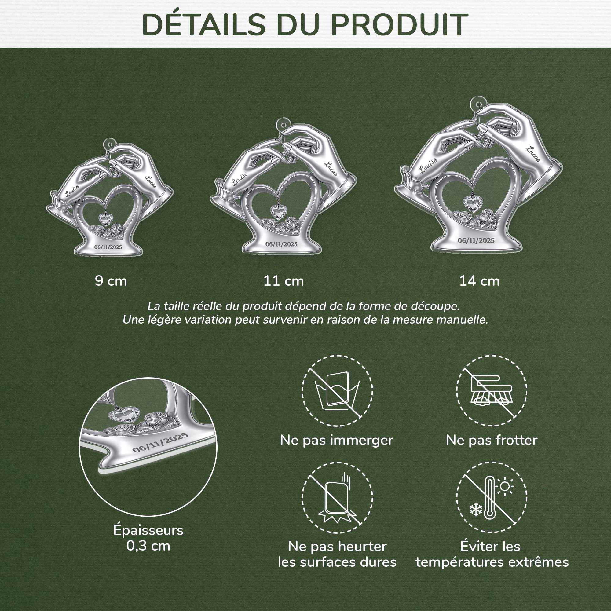 6583OFR3 effet dimpression 3d ornement noel acrylique personnalise couple notre mariage 6583o