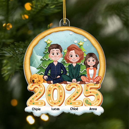 6597OFR1 effet dimpression 3d ornement acrylique personnalise notre famille de noel pizza 6597otyci