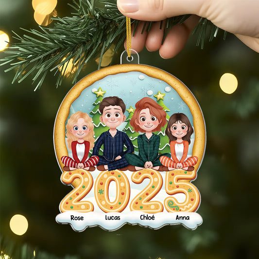 6597OFR2 effet dimpression 3d ornement acrylique personnalise notre famille de noel pizza 6597otyci