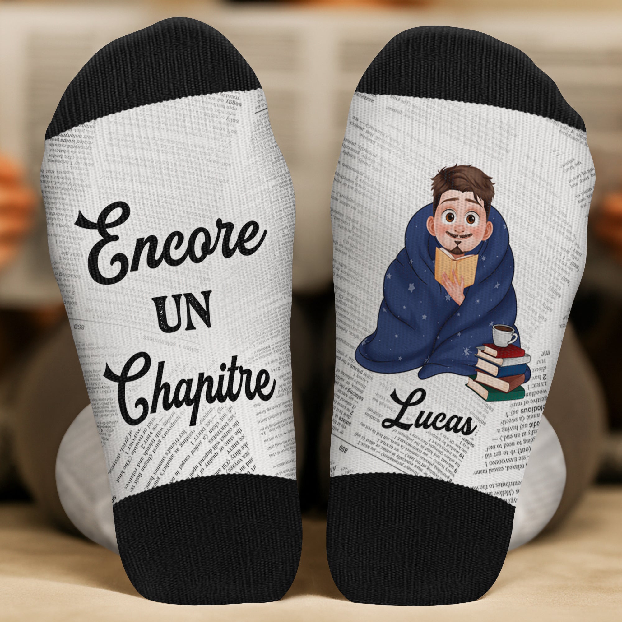 6606JFR2 chaussettes personnalisees juste une fille qui aime livres 6606j