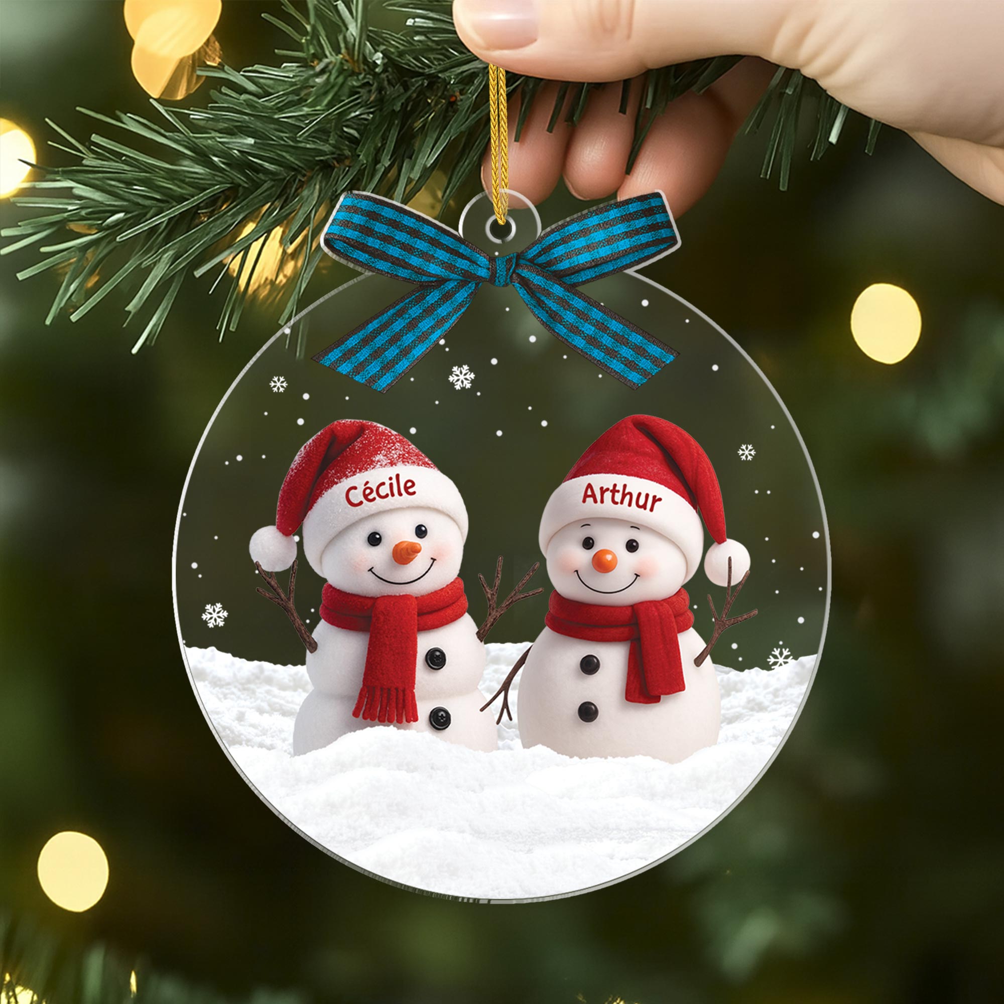 6624OFR2 ornement noel acrylique personnalise famille petit bonhomme de neige 6624o3zai
