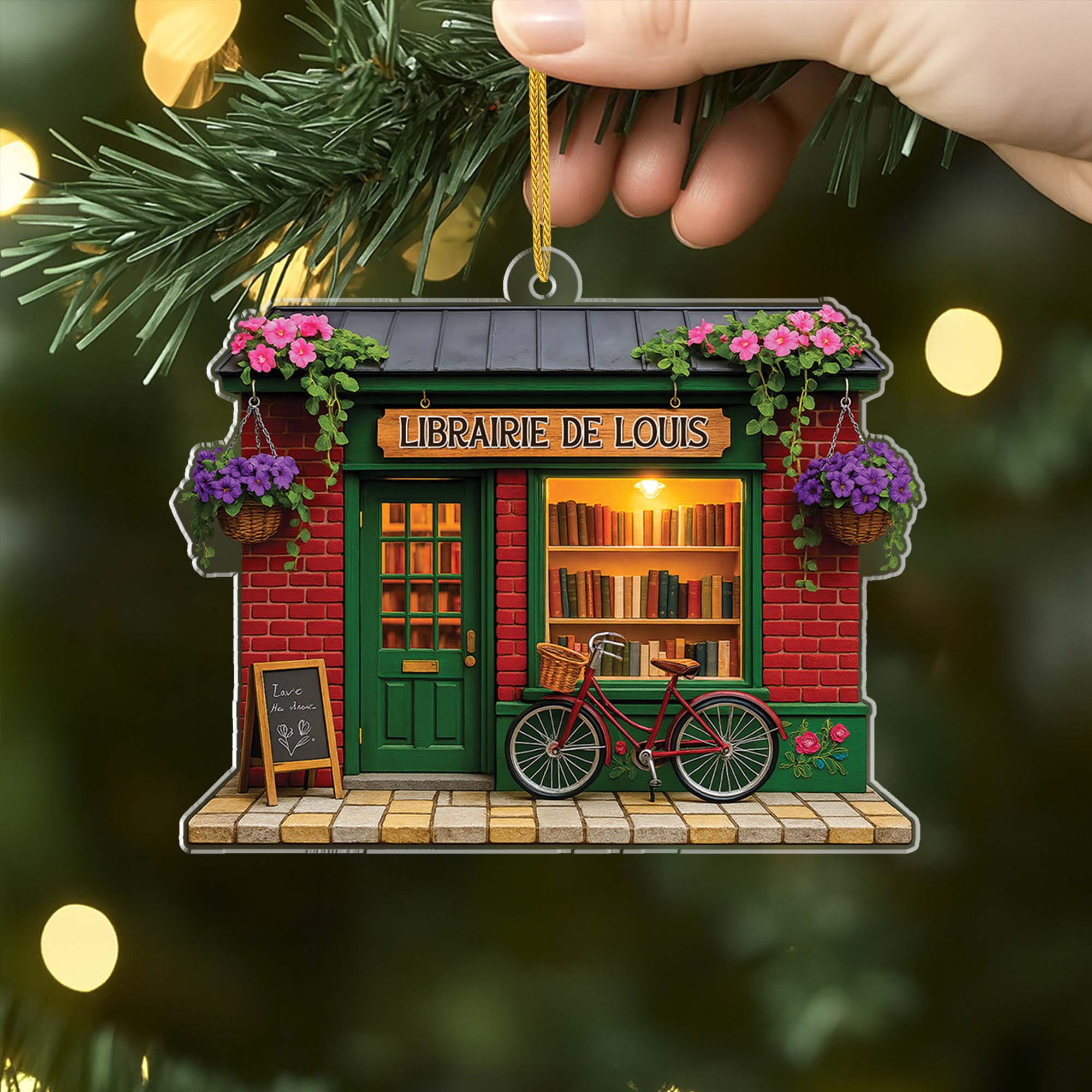 6634OFR2 effet dimpression 3d ornement noel acrylique personnalise pour amoureux des livres mon librairie magique 6634o3t5a