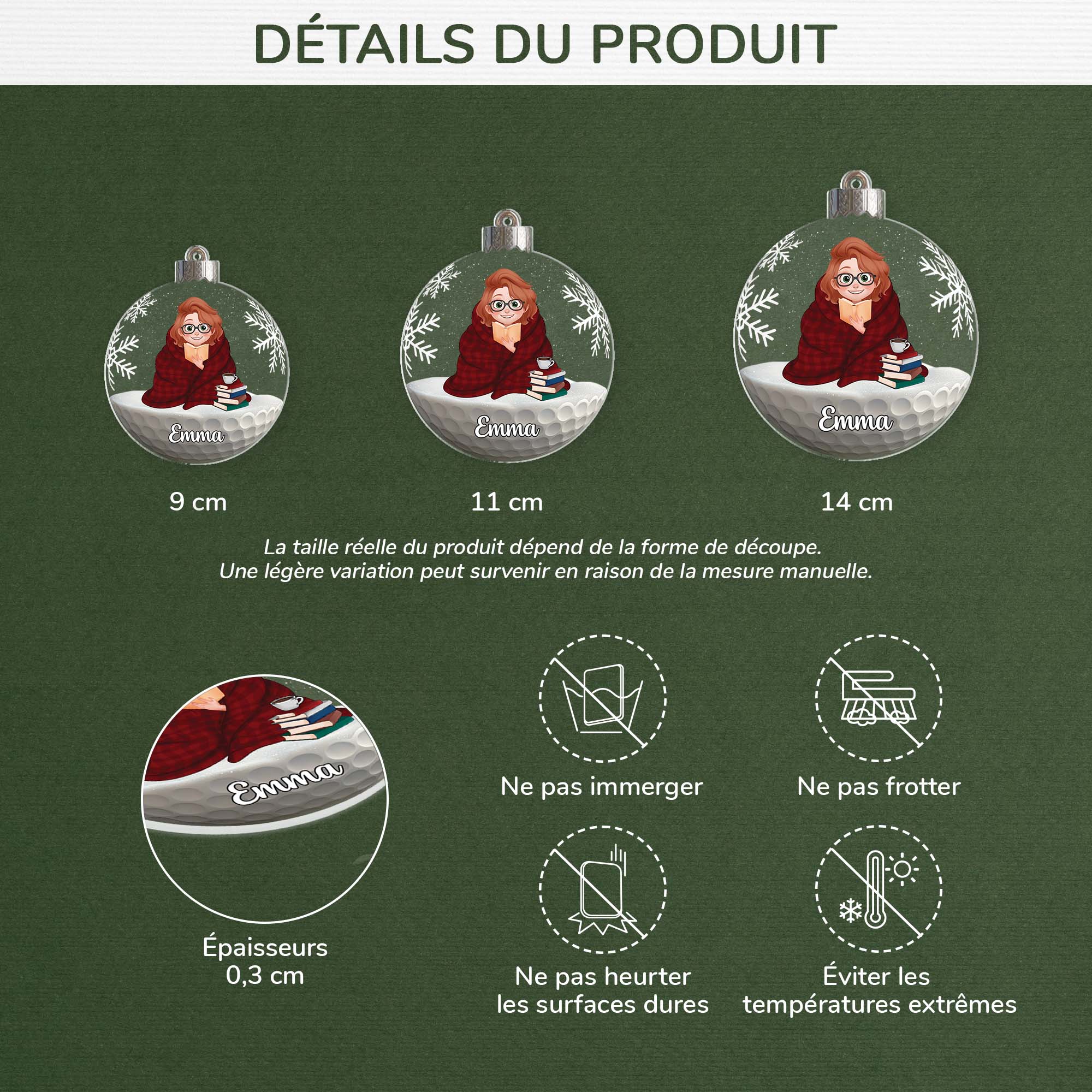 6635OFR3 ornement noel acrylique personnalise jaime les livres 6635o3q5a