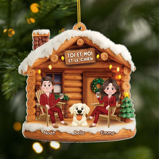 6638OFR1 effet dimpression 3d ornement noel acrylique personnalise couple toi  moi et le chien 6638otyac