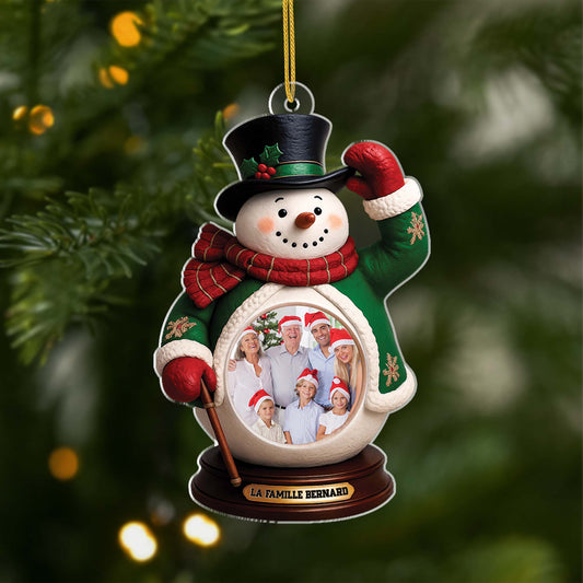 6639OFR1 effet dimpression 3d ornement noel acrylique personnalise famille avec photo monsieur bonhomme de neige 6639otq5i
