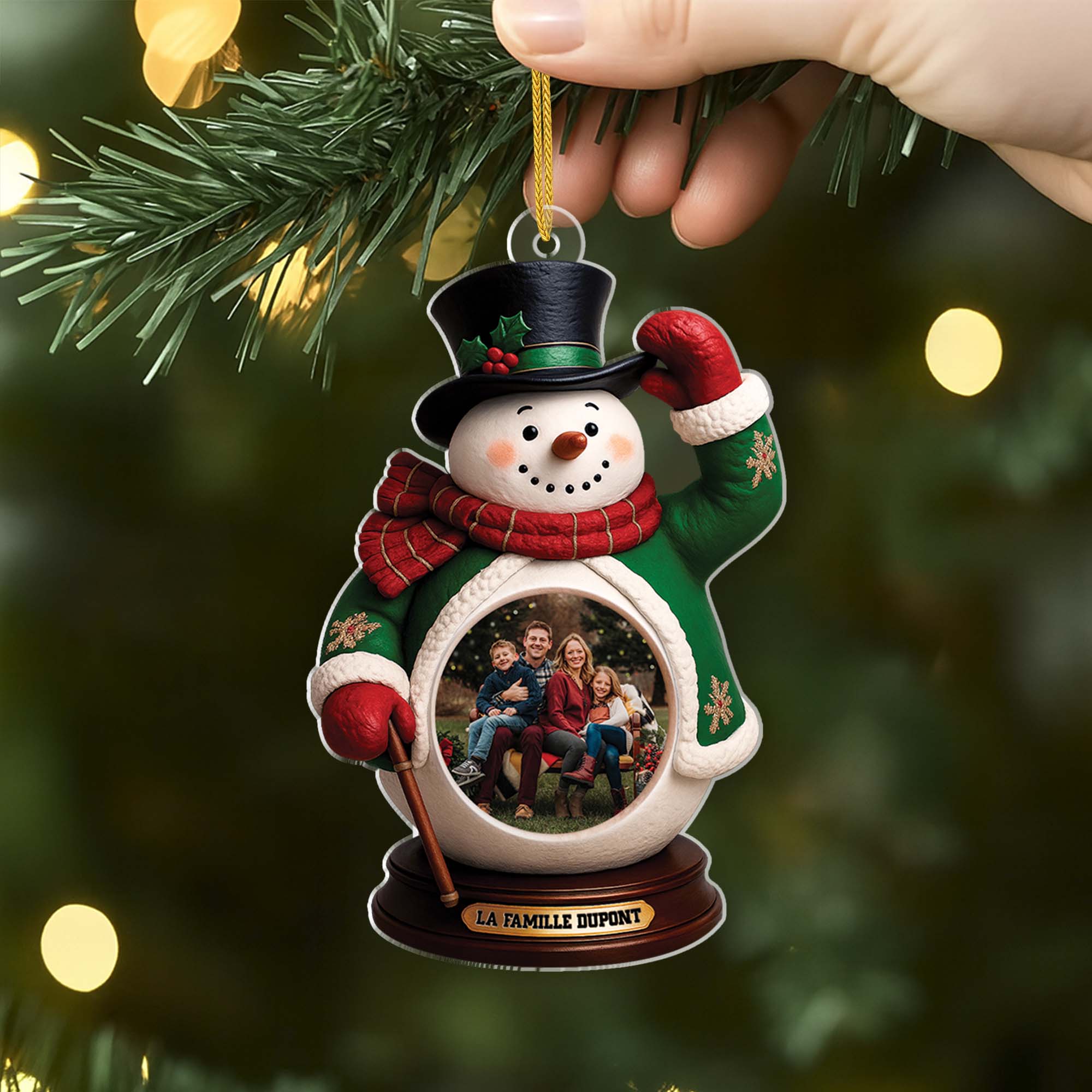 6639OFR2 effet dimpression 3d ornement noel acrylique personnalise famille avec photo monsieur bonhomme de neige 6639otq5i