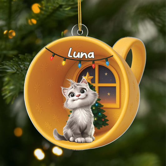 6641OFR1 effet dimpression 3d ornement noel acrylique personnalise chat endormi 6641o3m5d