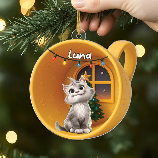 6641OFR2 effet dimpression 3d ornement noel acrylique personnalise chat endormi 6641o3m5d